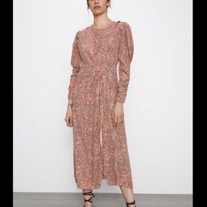Zara Printed Draped Dress Size Small